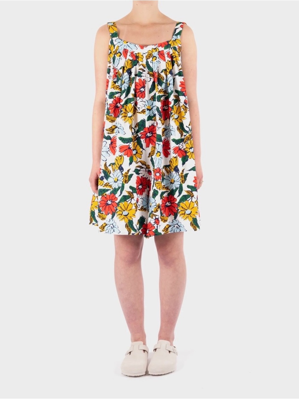 LF Markey Floral A-Line Jumpsuit in White with Red & Yellow Blooms